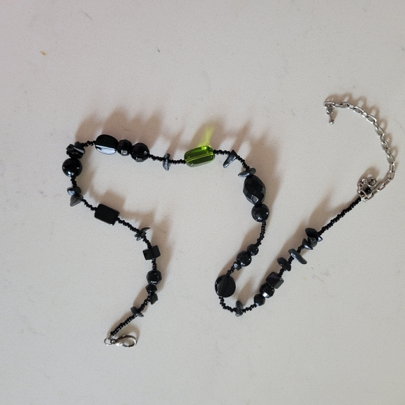 Black & Green Stone and Bead Necklace - Picture 3 of 5